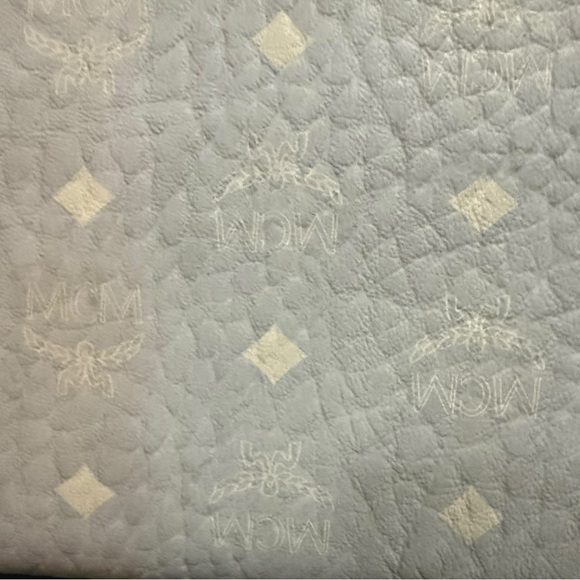 MCM Visetos Zip-Around Continental Wallet Light Blue Silver Monogram - Picture 5 of 9